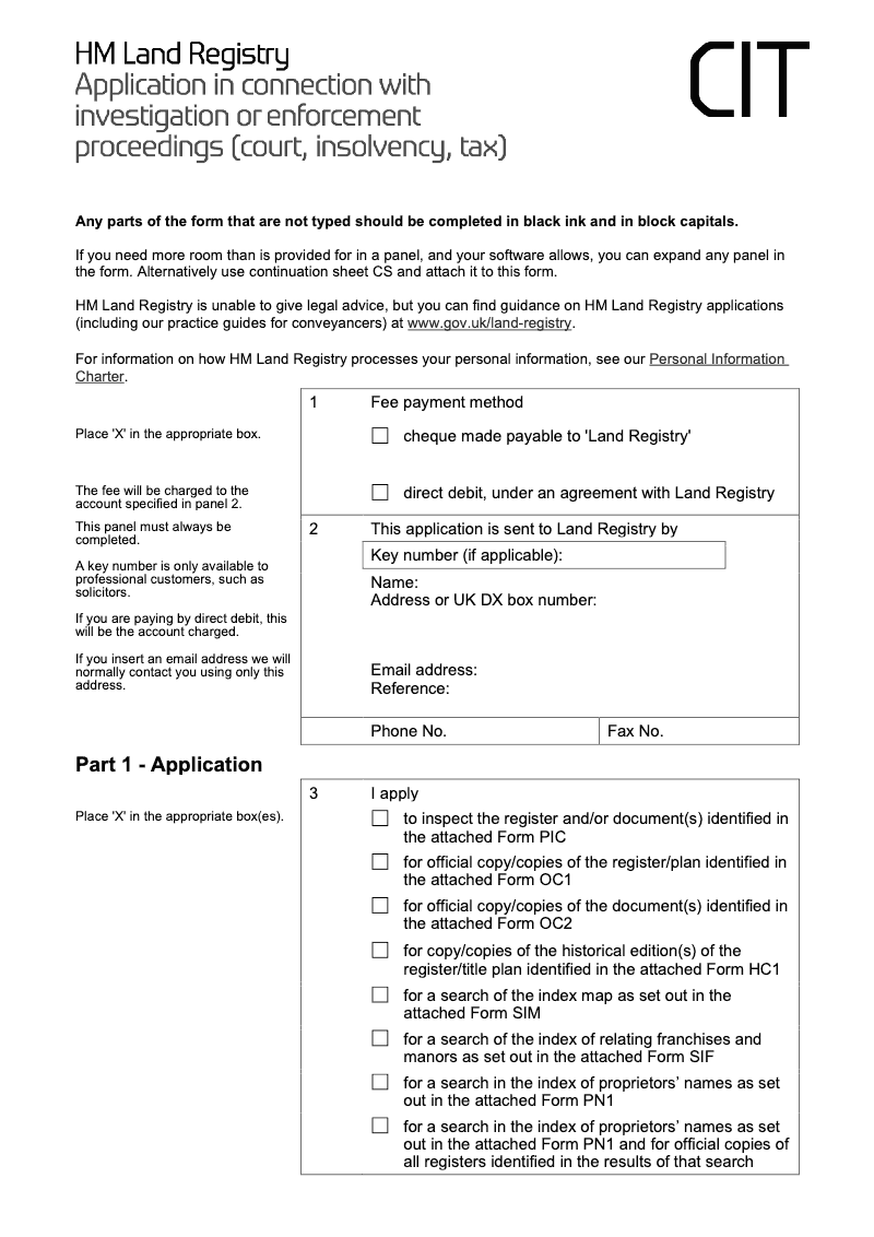 CITX Application in connection with court proceedings insolvency and tax liability preview