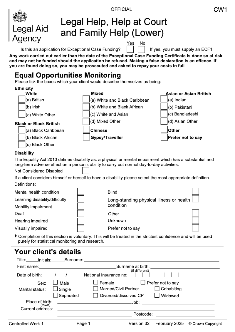 CW1 Legal Help Help at Court and Family Help Lower preview
