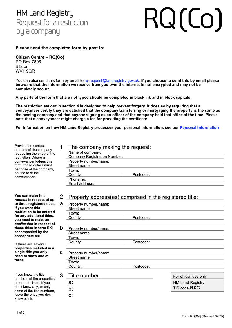 RQ Co X Request for a restriction by a company Word Version preview