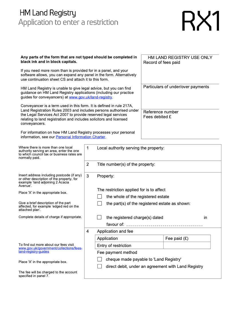 RX1 Application to enter a restriction preview