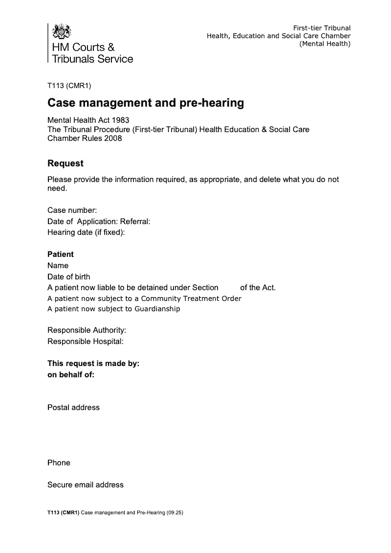 T113 Case management and pre hearing Mental Health preview