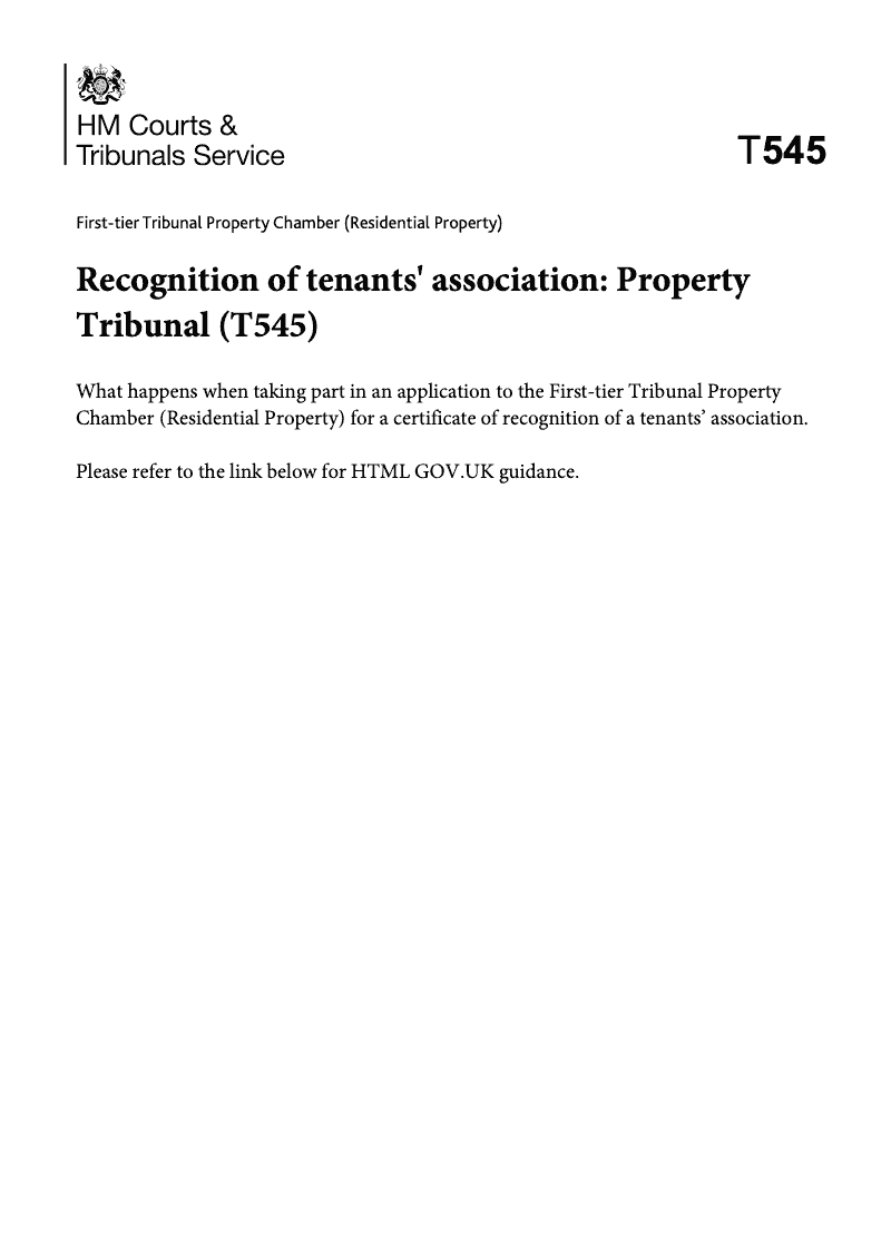 T455 Guidance on Recognition of Tenants Association First tier Tribunal Property Chamber preview