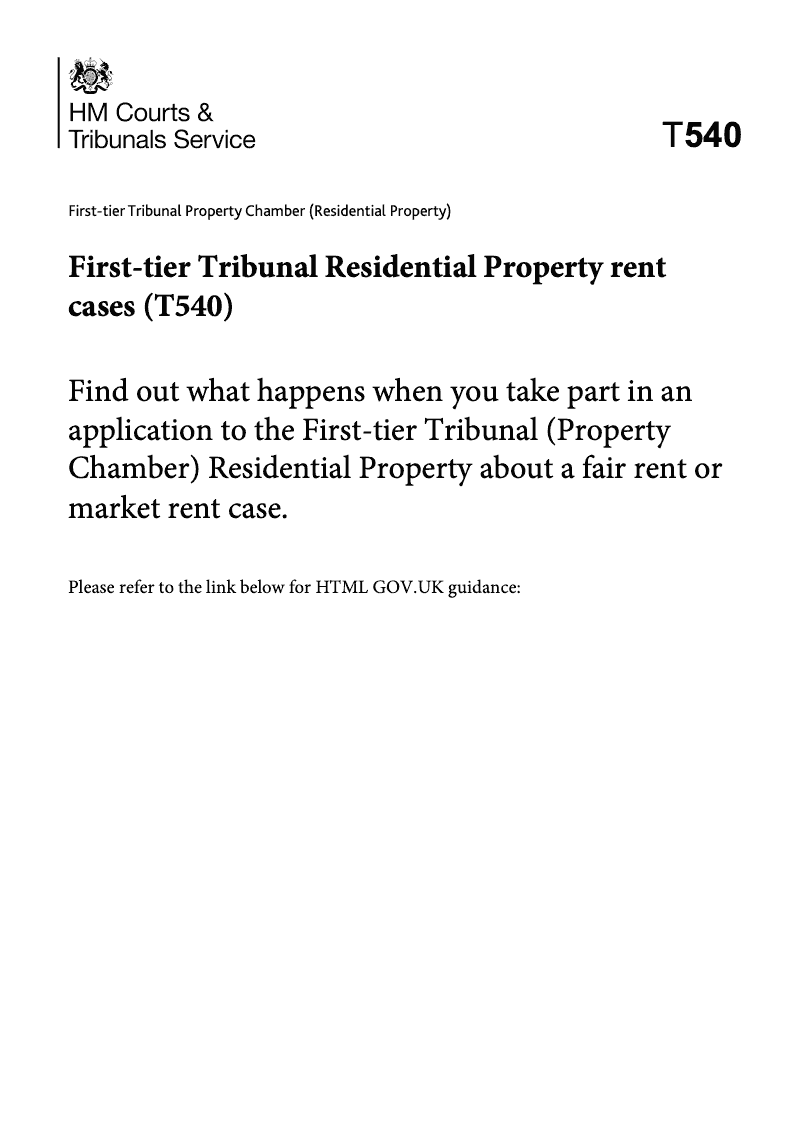 T540 Guidance on Rent Cases First tier Tribunal Property Chamber Residential Property preview