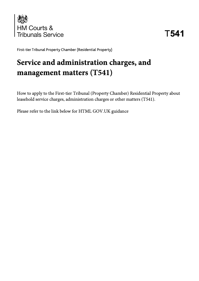 T541 Guidance on Service Charges Administration Charges and other management matters First tier Tribunal Property Chamber preview