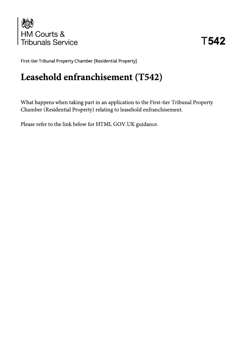 T542 Guidance on Enfranchisement First tier Tribunal Property Chamber Residential Property preview