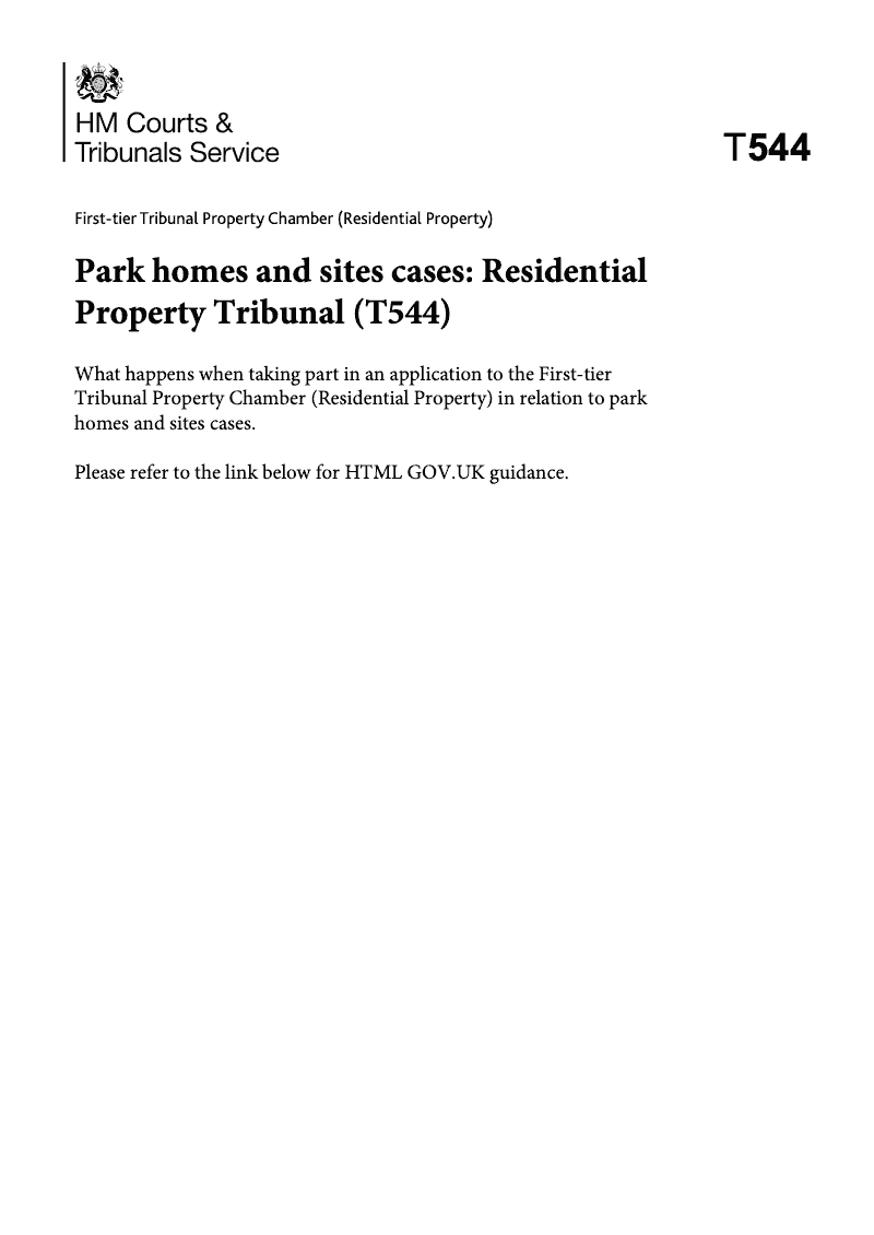 T544 Guidance on Park Homes and Sites Cases First tier Tribunal Property Chamber Residential Property preview