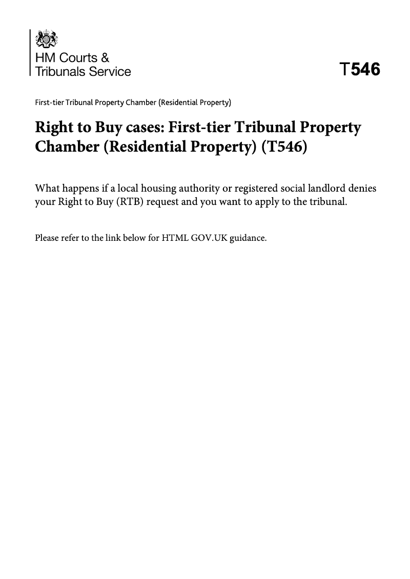T546 Guidance on Right to Buy cases First tier Tribunal Property Chamber Residential Property preview